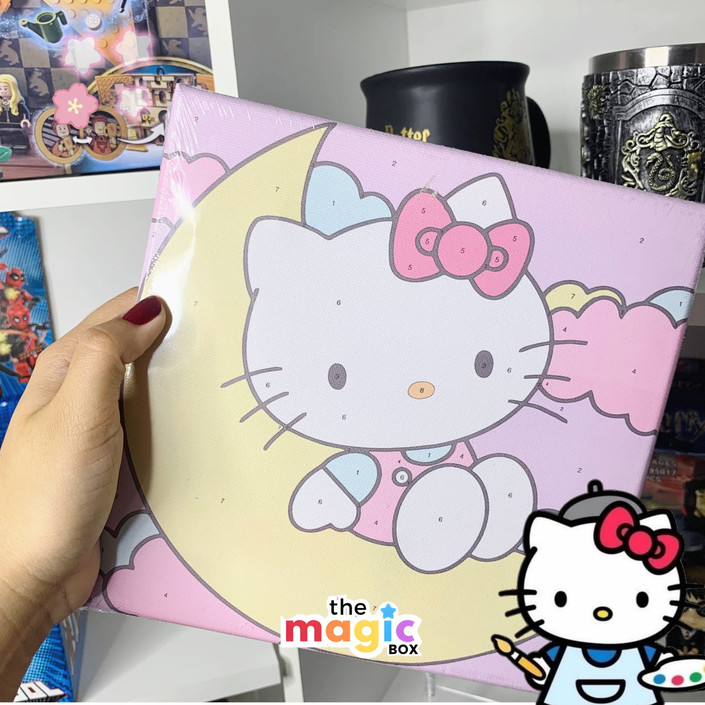 Set de cuadro, pinturas y pinceles de Hello Kitty